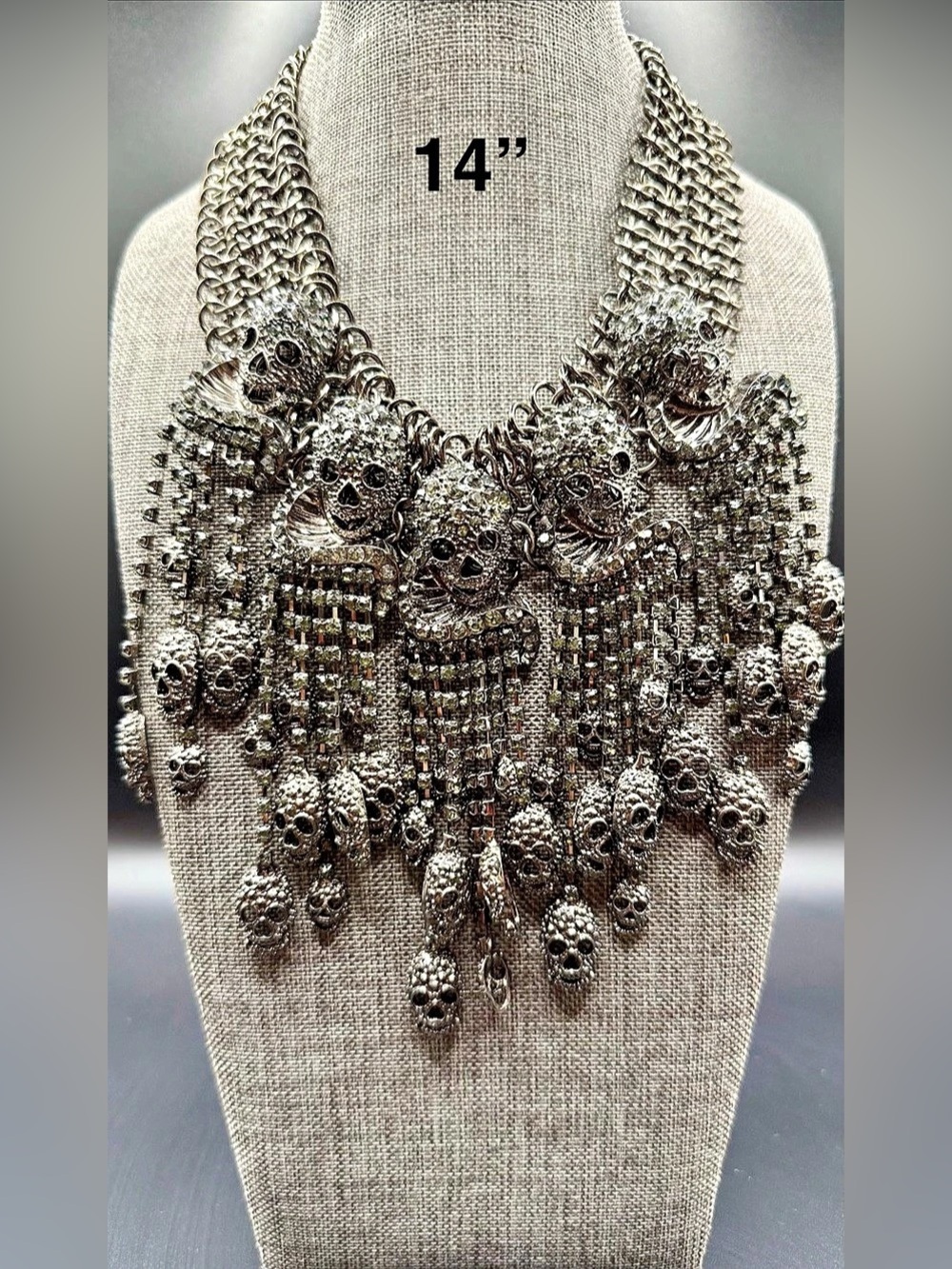 Skull Statement Bib Necklace